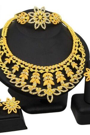 Dubai 24K Gold Plated 4Pcs Necklace Set-314