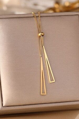 Geometric Tassel Pendant 18k Gold Plated Necklace-413