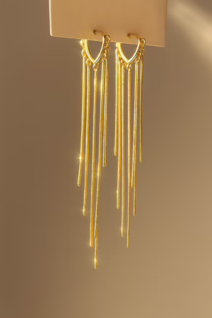 Golden Heart Tassel Earrings -149