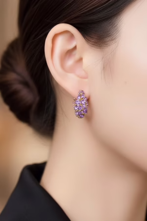 Light Purple Zircon Earrings-112
